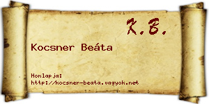 Kocsner Beáta névjegykártya